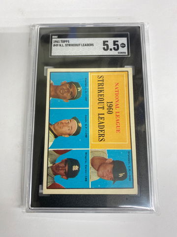 1961 Topps #49 N.L.Strikeout Leaders Sandy Koufax 