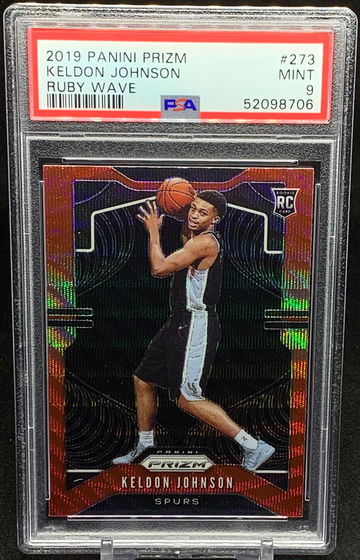 2019 Panini Prizm Ruby Wave #273 Keldon Johnson Spurs RC Rookie Card PSA 9 MINT