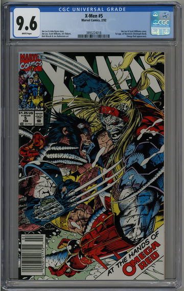 X-Men 5 CGC 9.6 Newsstand Jim Lee 1st Maverick Omega Red cover