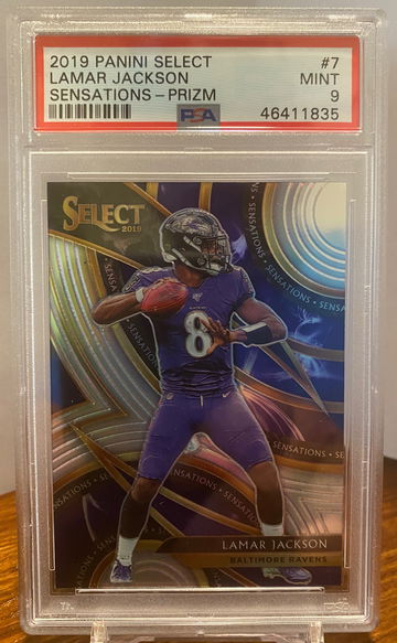 Lamar Jackson Select Prizm Sensations PSA