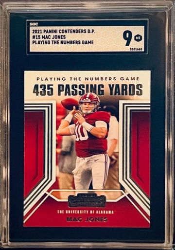 2021 Panini Contenders Draft Picks Mac Jones #15 Playing the Numbers Game SGC 9