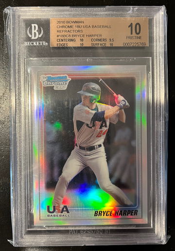 Bryce Harper 2010 Bowman Chrome Refractor BGS 10 RC POP 7
