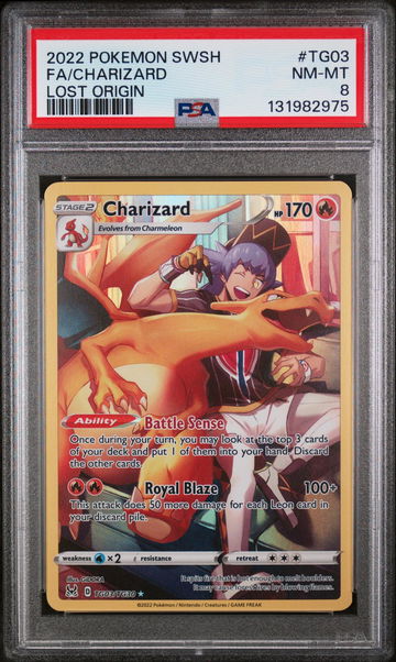 2022 Pokemon Sword and Shield Lost Origin Charizard #TG03 PSA 8