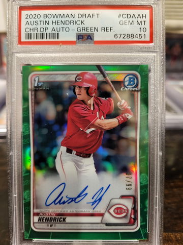 2020 Bowman Draft Austin Hendrick Green Refractor auto /99 PSA 10