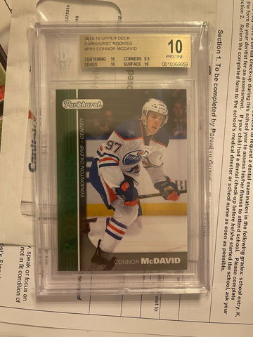 2015-16 Upper Deck Parkhurst Connor Mcdavid RC BGS 10
