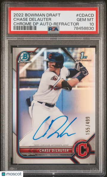2022 Bowman Draft Chrome Refractor Auto /499 Chase Delauter #CDACD PSA 10