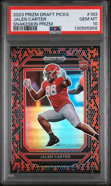 2023 Panini Prizm Draft Picks Snakeskin Jalen Carter #163 PSA 10