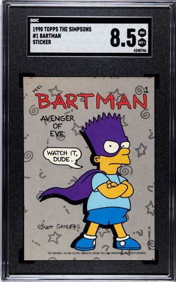 Bartman Bart Simpson 1990 Topps Sticker SGC 8.5 