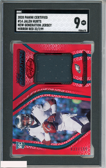 2020 PANINI CERTIFIED NEW GEN JERSEY JALEN HURTS #14 MIRROR RED 32 OF 199 SGC 9