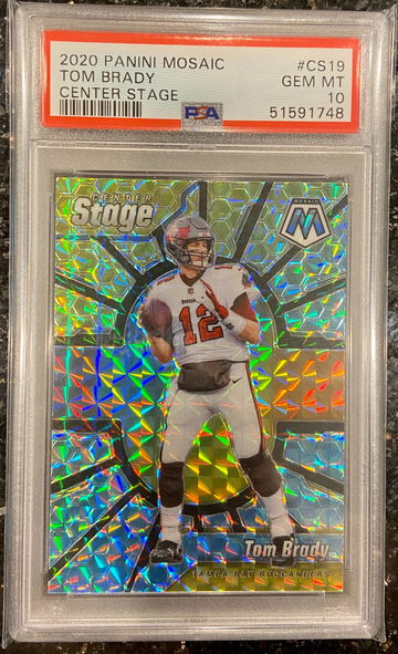 2020 Panini Mosaic CENTER STAGE Tom Brady TB Buccaneers #CS19 PSA 10 GEM MT GOAT