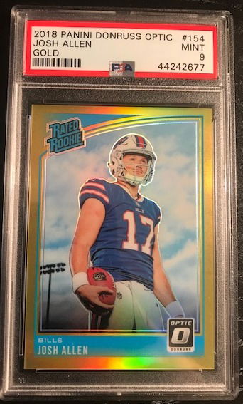 Josh Allen 2018 optic gold refractor rookie /10 psa 9