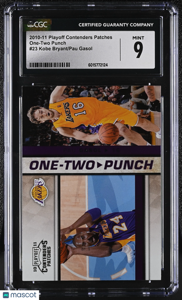 2010-11 Playoff Contenders Patches Kobe Bryant/Pau Gasol #23 One-Two Punch CGC 9