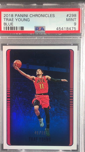2018 Panini Chronicles Blue #298 Trae Young /99 PSA 9 Mint
