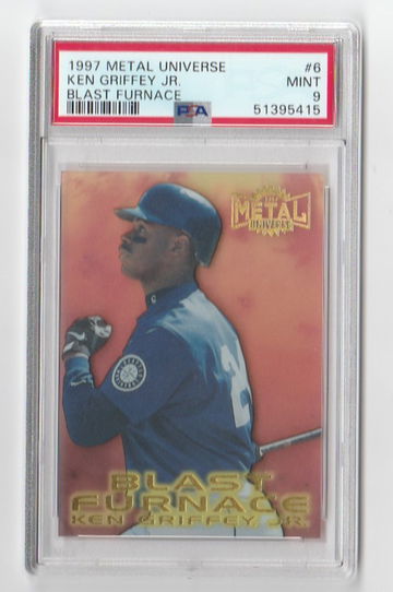 PSA 9 MINT  1997 METAL UNIVERSE KEN GRIFFEY JR BLAST FURNACE #6