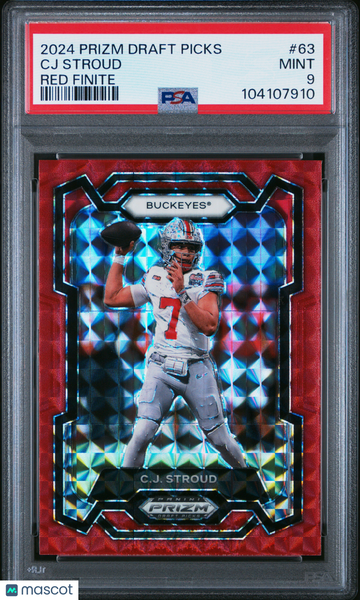 2024 Panini Prizm Draft Picks CJ Stroud #63 Red Finite PSA 9