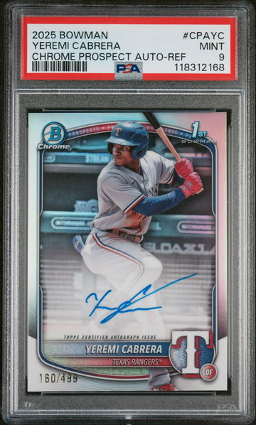 2025 Bowman Chrome Prospect Autograph Refractor Yeremi Cabrera #CPAYC /499 PSA 9