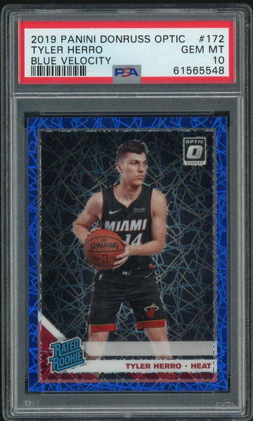2019 Panini Donruss Optic Blue Velocity Tyler Herro #172 RC PSA 10