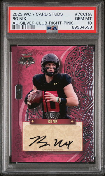 2023 WILD CARD BO NIX 7 CARD STUDS AUTOGRAPHS AU-SILVER-CLUB-RIGHT-PINK #7CCRA PSA 10