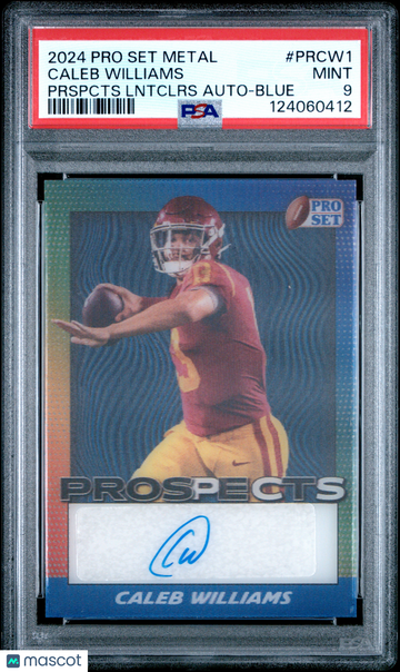 2024 Leaf Pro Set Metal Pro Set Prospects Lenticulars Autographs Caleb Williams #PRCW1 Prspcts Lntclrs Blue PSA 9