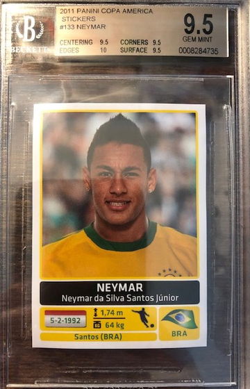 NEYMAR 2011 PANINI COPA AMERICA STICKER #133 BGS 9.5