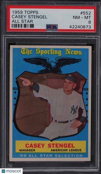 1959 Topps Baseball Casey Stengel #552 All Star PSA 8