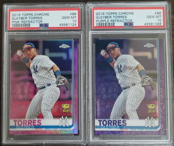 2019 Topps Chrome Gleyber Torres Purple and Pink Refractor #86 PSA 10
