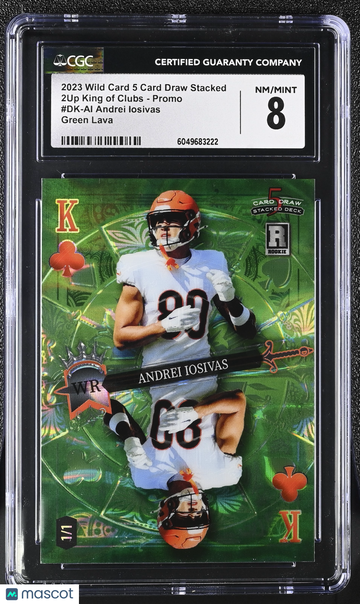 2023 Wild Card 5 Card Draw Stacked Andrei Iosivas #DK-AI Green Lava /1 2Up King of Clubs - Promo CGC 8