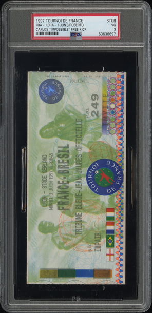 Roberto Carlos STUB PSA3 Impossible Free Kick 1997 Tournoi against France Highest Grade POP1