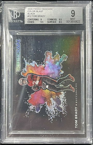Tom Brady 2020 Panini Obsidian #12 Color Blast Black Prizm SSP Case Hit BGS 9
