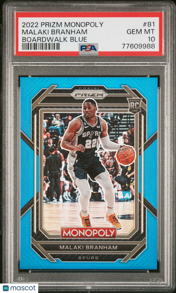 2022 Panini Prizm Monopoly Malaki Branham #81 Boardwalk Blue PSA 10