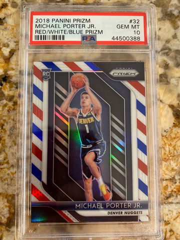 2018 Panini Prizm Michael Porter Jr. Red/White/Blue Prizm #32 PSA 10