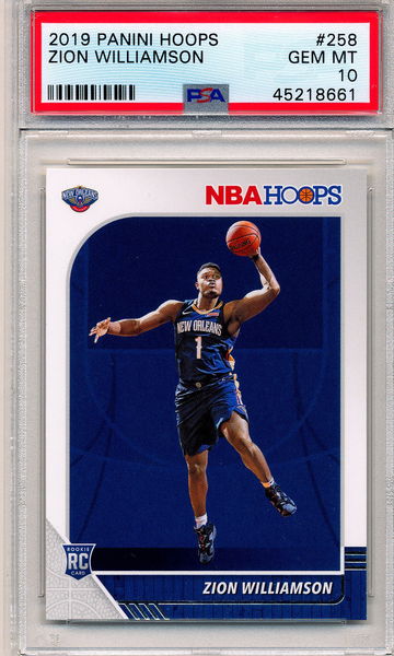 Zion Williamson 2019-20 Panini NBA Hoops PSA 10 Gem Mint Rookie Card RC #258
