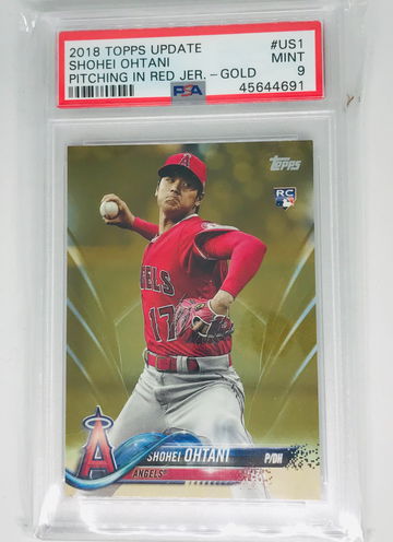 Shohei Ohtani 2018 Topps Update - Gold /2018 Pitching Red Jersey #US1 - PSA 9 Mint