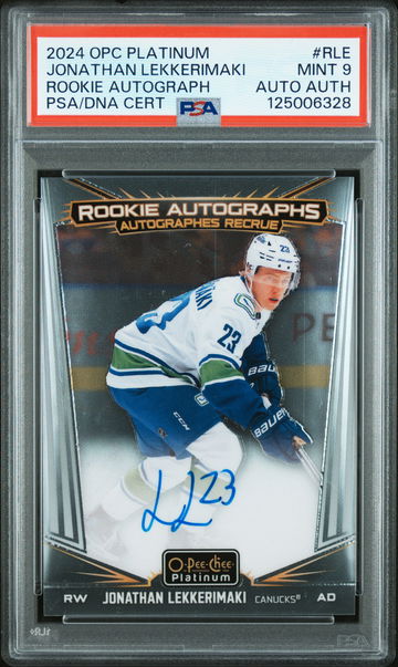 2024 O-Pee-Chee Platinum Rookie Autographs Jonathan Lekkerimaki #R-LE Auto PSA 9