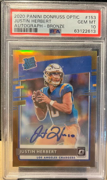 2020 Panini Donruss Optic Rated Rookie Autograph Justin Herbert Bronze PSA 10