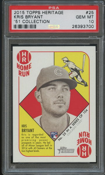 Kris Bryant 2015 Topps Heritage '51 Collection Red Back Rookie PSA 10