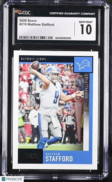 2020 Score Matthew Stafford #219 CGC 10