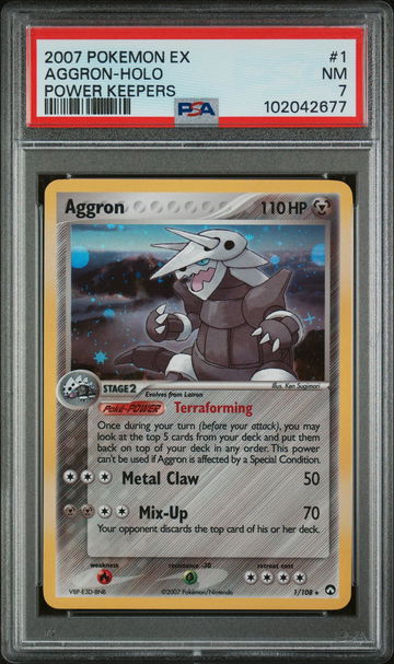 2007 Pokémon EX Power Keepers Aggron #1/108 Holo PSA 7