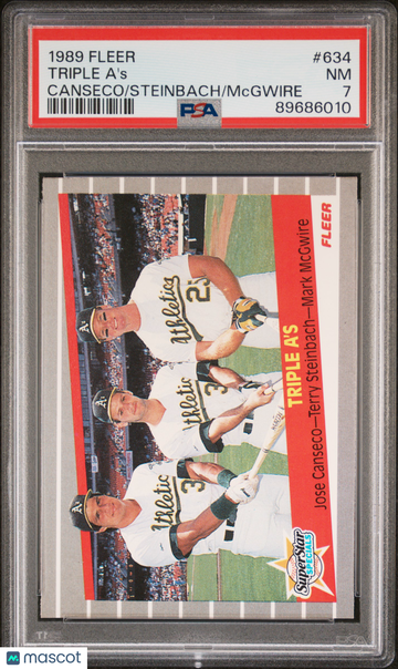 1989 Fleer Triple A's #634 Canseco Steinbach Mcgwire PSA 7
