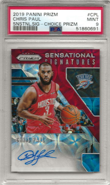 2019 Panini Prizm Chris Paul Sensational Sig.-Choice Prizm PSA 9