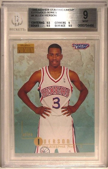 1996 KENNER STARTING LINEUP EXTENDED SERIES #4 ALLEN IVERSON ROOKIE BGS 9 MINT