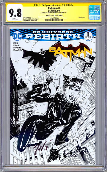 BATMAN #1 CGC-SS 9.8 SIGNED TOM KING & DAVID FINCH *MIDTOWN SKETCH VARIANT* 2016