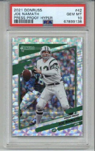 2021 PANINI DONRUSS PRESS PROOF HYPER #42 JOE NAMATH NEW YORK JETS PSA 10