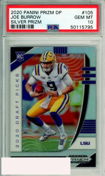 2020 PANINI PRIZM DRAFT PICKS JOE BURROW #105 SILVER PRIZM ROOKIE PSA 10 GEM MT