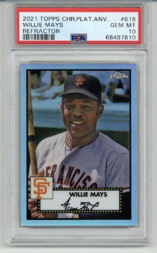 2021 TOPPS CHROME PLATINUM ANNIVERSARY REFRACTOR #618 WILLIE MAYS PSA 10