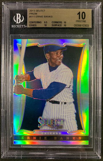 POP 1 BGS 10 PRISTINE Ernie Banks 2013 Select Prizm Silver #111 - DHL Express Air 5-6 Days with Tracking from Overseas