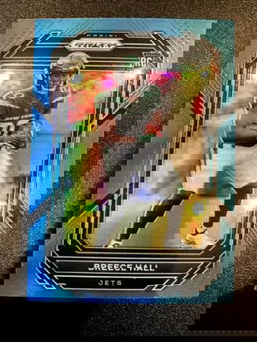 🔥 2022 Prizm Breece Hall LIGHT BLUE Prizm New York Jets RC SP BREECE LIGHTNING