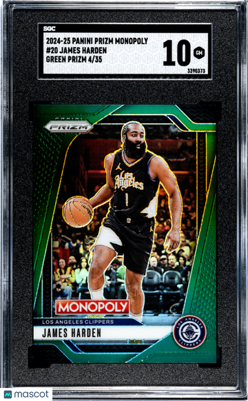 2024 Panini Prizm Monopoly James Harden #20 Green SGC 10