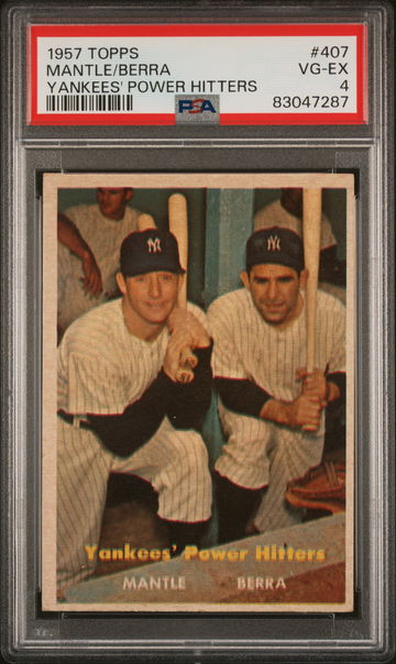 1957 Topps Yankees' Power Hitters Mickey Mantle/Yogi Berra #407 PSA 4