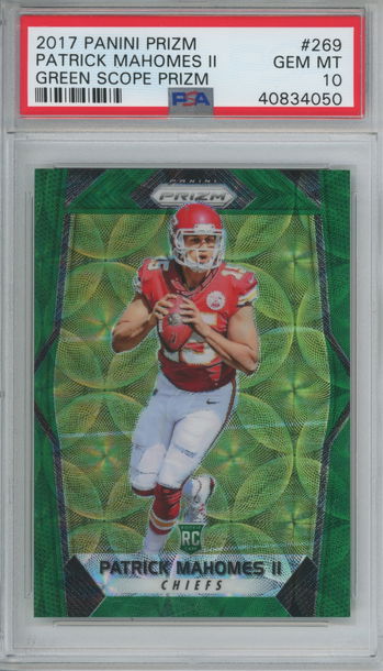 Patrick Mahomes 2017 Prizm Green Scope /99 PSA 10 Rookie RC